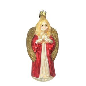 Vintage Germany Handblown Glass Angel Christmas Ornament 6 In